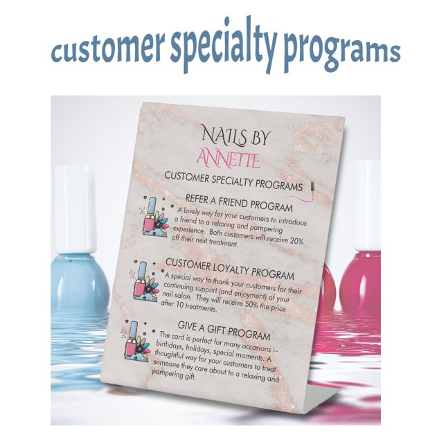 * Customer Reward Programs Nail Salon Manicurist  Sockelschild (Von Creator hochgeladen)
