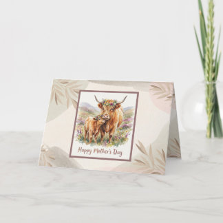 CustomHappy Mother’s Day Highland Cow Neutral Boho Karte