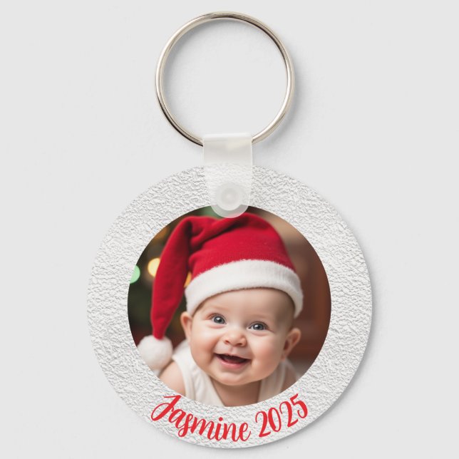 Customisable Aluminium Circle baby First Christmas Schlüsselanhänger (Vorderseite)