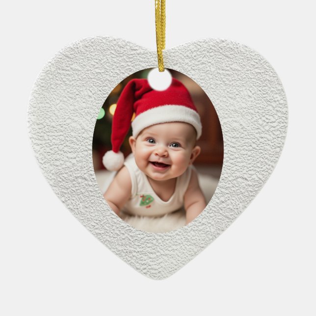 Customisable Baby's First Christmas Heart Keramik Ornament (Vorne)