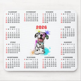 Customisable Cute Dalmatian Dog Calendar Mousepad