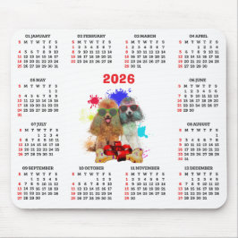 Customisable Cute Poodle Dog Calendar  Mousepad