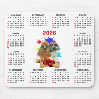 Customisable Cute Poodle Dog Calendar  Mousepad