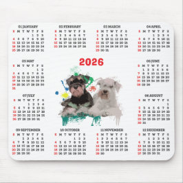 Customisable Cute Schnauzer Dog Calendar Mousepad