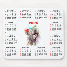 Customisable Cute Weimaraner Dog Calendar Mousepad