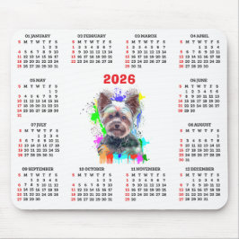 Customisable Cute Yorkie Dog Calendar Mousepad