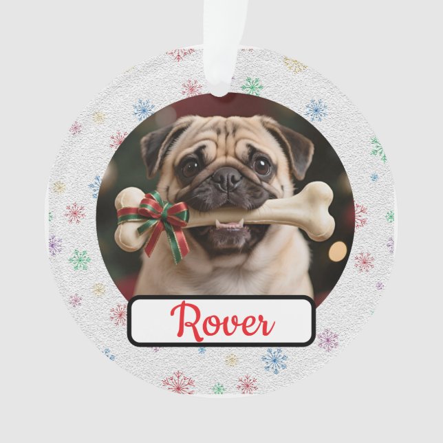 Customisable Dog And Bone Pet Owner's Acrylic Xmas Ornament (Vorderseite)