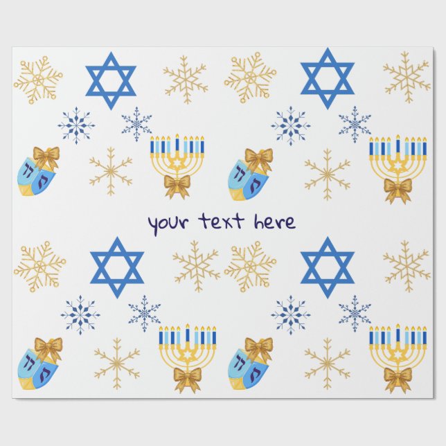 Customisable Hanukkah winter Wrapping Paper Geschenkpapier (Flach)