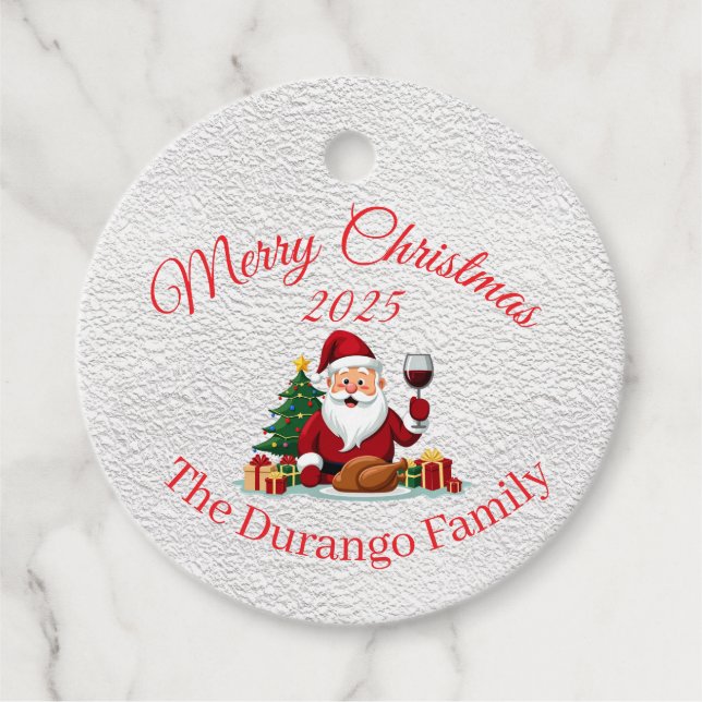 Customisable Happy Santa Claus Christmas Dinner Geschenkanhänger (Vorderseite)