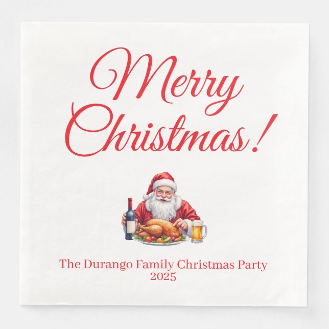 Customisable Jolly Santa Claus Christmas Dinner Serviette (Vorderseite)