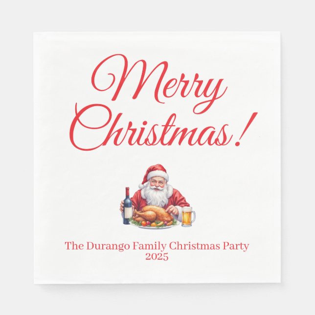 Customisable Jolly Santa Claus Christmas Luncheon Serviette (Vorderseite)