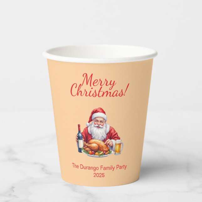 Customisable Jolly Santa Claus Christmas Party Pappbecher (Vorderseite)