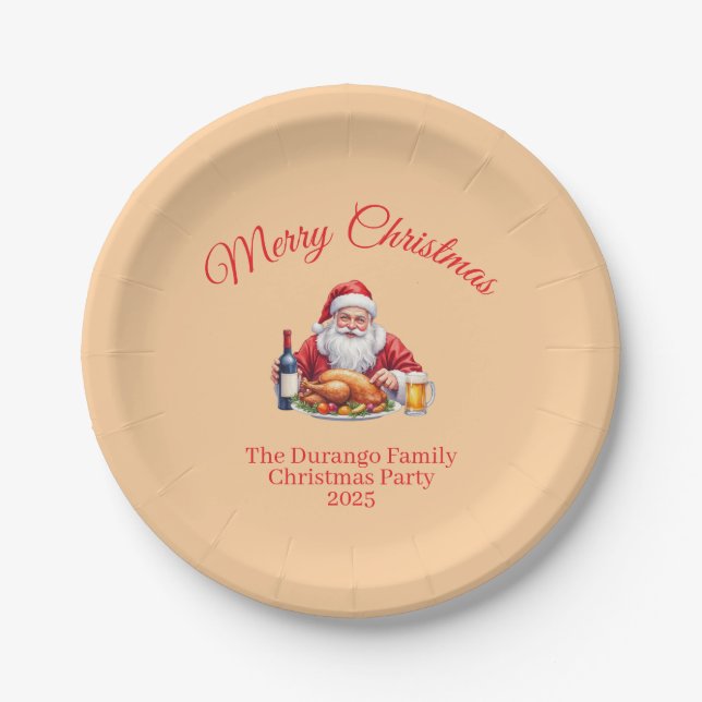 Customisable Jolly Santa Claus Christmas Party Pappteller (Vorderseite)