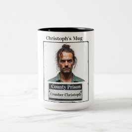 Customisable Photo Name Prison Funny Mug Shot Zweifarbige Tasse