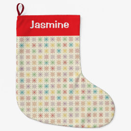 Customisable Simple Colourful Christmas Snowflake Großer Weihnachtsstrumpf