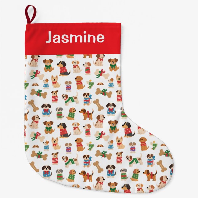 Customisable Simple Colourful Xmas Tree Pet Großer Weihnachtsstrumpf (Vorderseite)