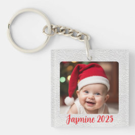 Customisable Square Acrylic Baby First Christmas Schlüsselanhänger