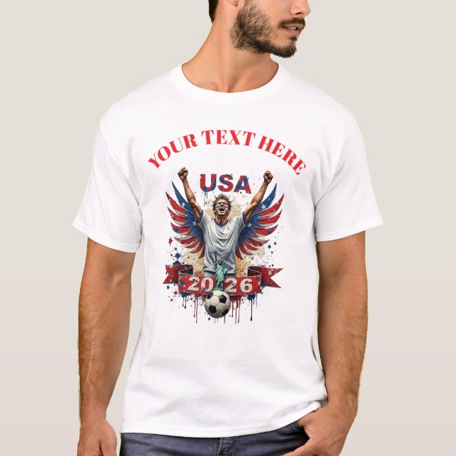 Customisable USA Soccer Football Team Supporters T-Shirt (Vorderseite)