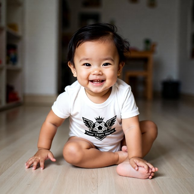 Customisable Winged Soccer Ball Logo Baby Team Baby Strampler (Von Creator hochgeladen)