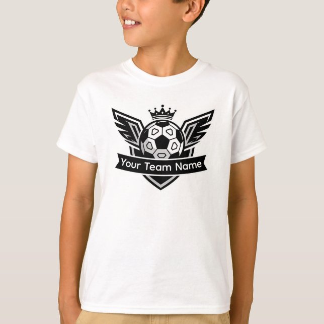 Customisable Winged Soccer Ball Logo Team Children T-Shirt (Vorderseite)