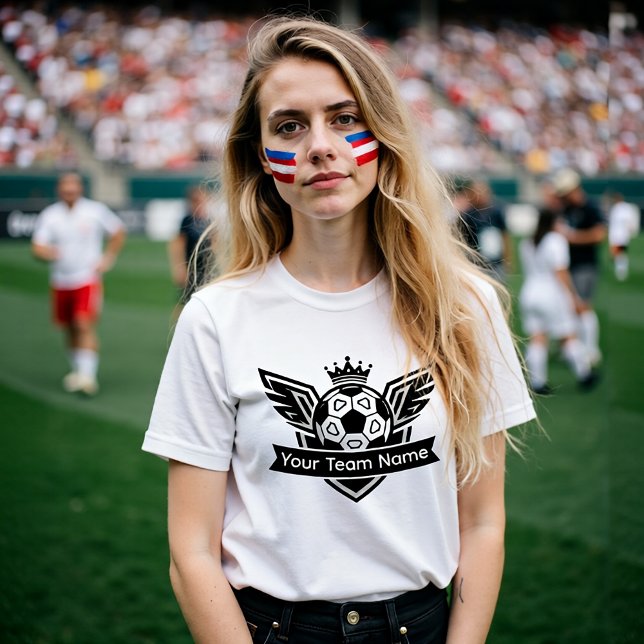 Customisable Winged Soccer Ball Logo Team Women's T-Shirt (Add your team name to customise)