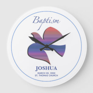 Customizable, Adult Baptism Dove Große Wanduhr