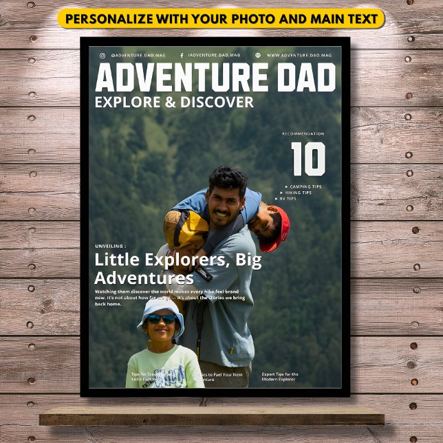 Customizable Adventure Dad Magazine Add Your Photo Poster (Von Creator hochgeladen)