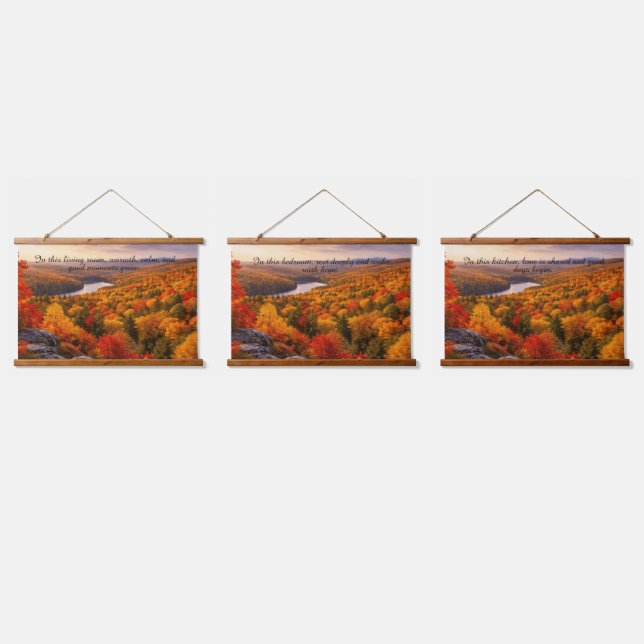 Customizable Autumn Wall Tapestry Set Home Gift Wandteppich Mit Holzrahmen (Dreifach)