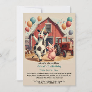 Customizable Barnyard Animal Birthday Einladung