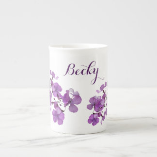 Customizable Becky name purple floral retro style Prozellantasse