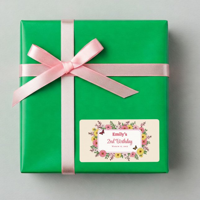 Customizable Birthday Party labels with Flowers (Von Creator hochgeladen)