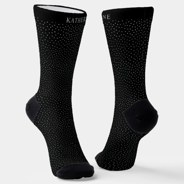 Customizable Black and White Polka Dot Design Socken (Gewinkelt)
