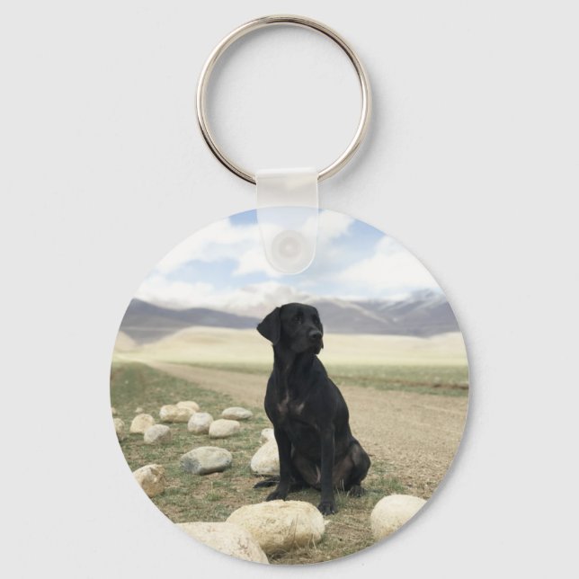 Customizable Black Labrador Retriever Schlüsselanhänger (Vorderseite)