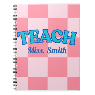 Customizable Blue and PinCheckered Teacher Planner Notizblock