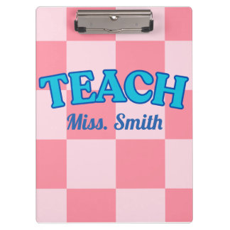 Customizable Blue and Pink Teacher Clipboards Klemmbrett