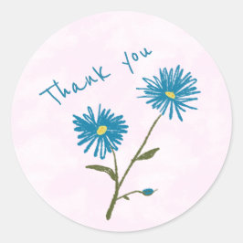 Customizable Blue Floral Thank You Envelope Runder Aufkleber
