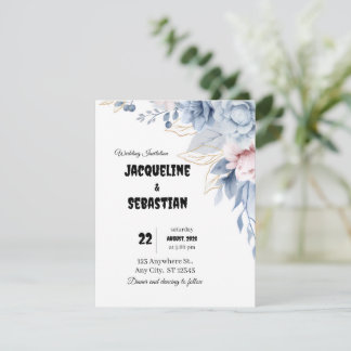 Customizable Blue Floral Wedding Einladung