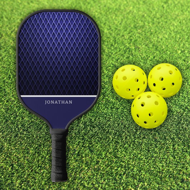 Customizable Blue Navy Diamond Pattern Pickleball Schläger (Von Creator hochgeladen)
