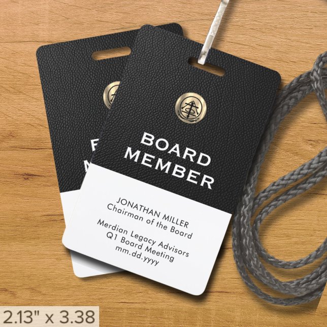 Customizable Board Member Lanyard with Logo Ausweis (Black and brushed gold logo business event essentials, customizable for any industry)