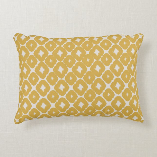 Customizable Boho Mustard Diamonds Cushion Dekokissen (Vorderseite)