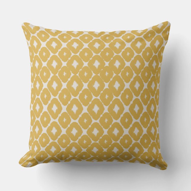 Customizable Boho Mustard Diamonds Cushion Kissen (Vorderseite)