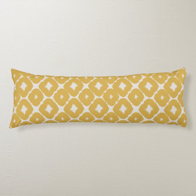 Customizable Boho Mustard Diamonds Cushion Seitenschläferkissen (Vorderseite)