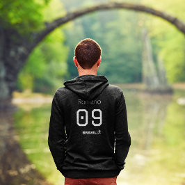 Customizable Brasil Soccer Black and White Edition Hoodie