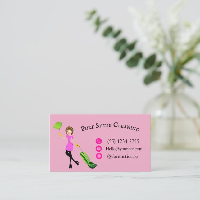 "Customizable Business Card - Pure Shine Cleaning" Visitenkarte (Stehend Vorderseite)