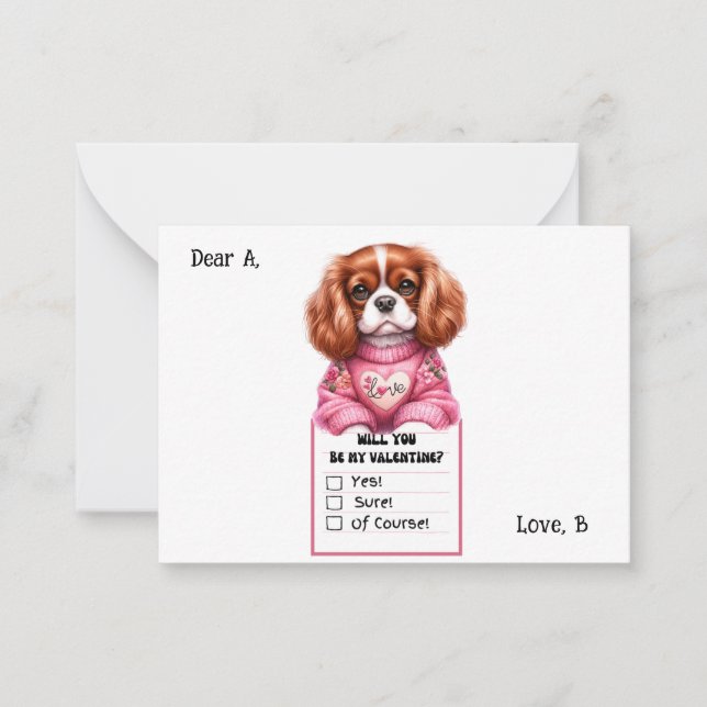 Customizable Cavalier King Charles Valentine Note Mitteilungskarte (Vorderseite)