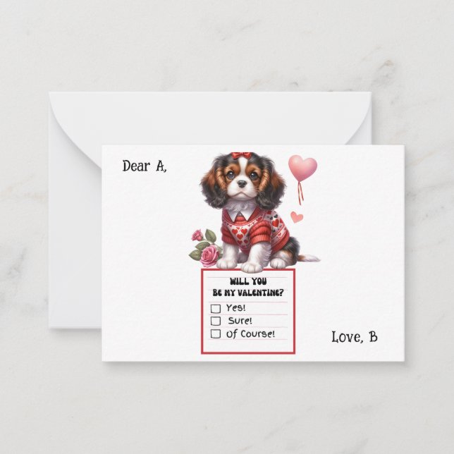 Customizable Cavalier King Charles Valentine Note Mitteilungskarte (Vorderseite)