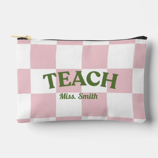 Customizable Checkered Teach Pouch Zubehörtasche (Vorderseite)