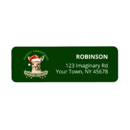 Customizable Christmas Kangaroo Green Return Label