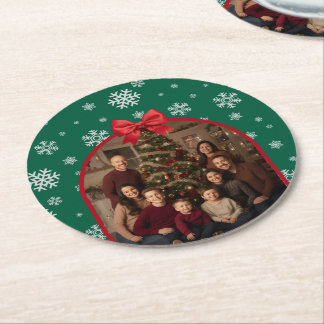Customizable Christmas Paper Coaster – Personalize Runder Pappuntersetzer
