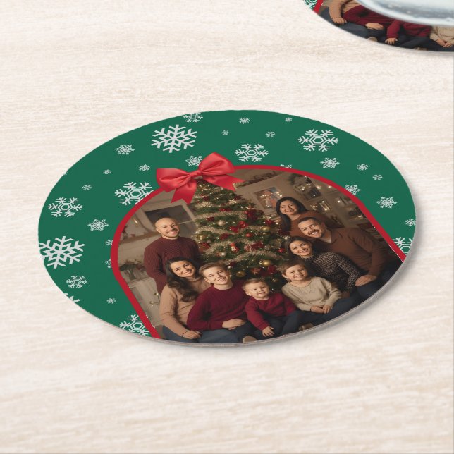 Customizable Christmas Paper Coaster – Personalize Runder Pappuntersetzer (Angewinkelt)